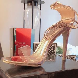 Open toe Rose gold high heel pump